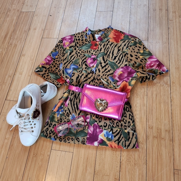 Animal print button-down shirt dress - Picture 3 of 6